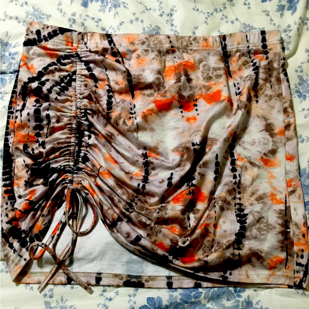 2xl Cute Tie-dye Skirt with Tie up Slit